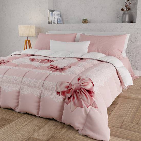 PETTI Piumone, Trapunta Matrimoniale, Singola, Piazza e Mezza, Fiocco Rosa Ultimi tre giorni