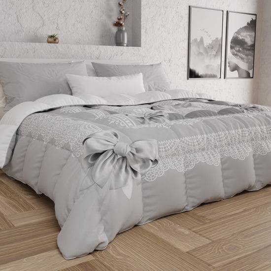PETTI Piumone, Trapunta Matrimoniale, Singola, Piazza e Mezza, Fiocco Grigio Fino al 50% di sconto