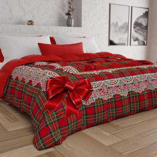PETTI Piumone, Trapunta Matrimoniale, Singola, Piazza e Mezza, Fiocco Tartan, Fantasia Scozzese Fino al 65% di sconto