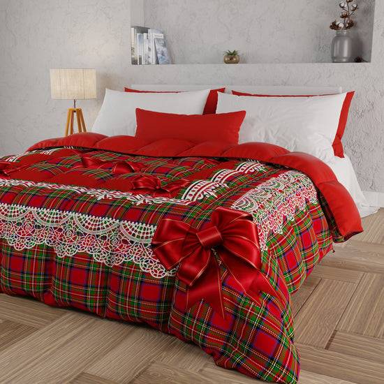 PETTI Piumone, Trapunta Matrimoniale, Singola, Piazza e Mezza, Fiocco Tartan, Fantasia Scozzese Fino al 65% di sconto