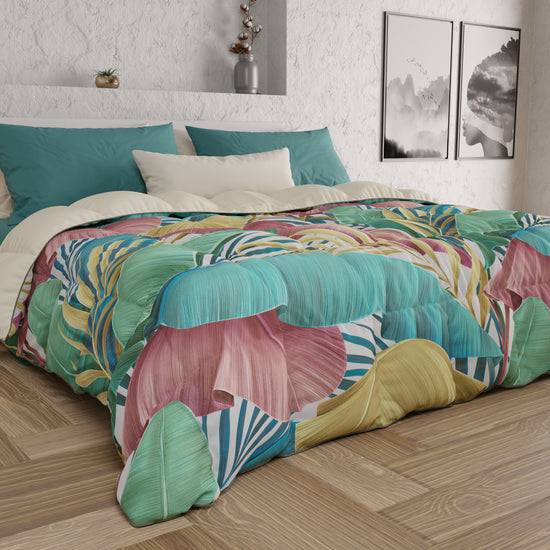PETTI Piumone, Trapunta Matrimoniale, Singola, Piazza e Mezza Tropical Multicolor Only for today