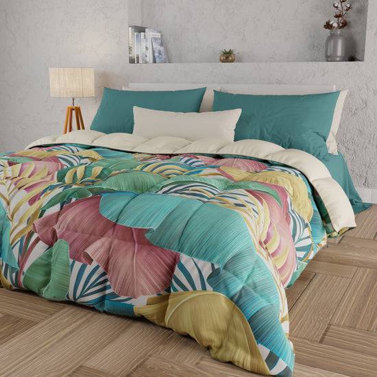 PETTI Piumone, Trapunta Matrimoniale, Singola, Piazza e Mezza Tropical Multicolor Only for today
