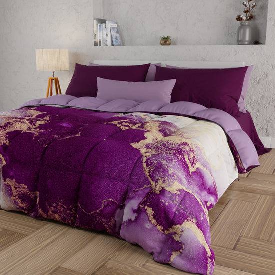 PETTI Piumone, Trapunta Matrimoniale, Singola, Piazza e Mezza, Marble-Viola Super sconto