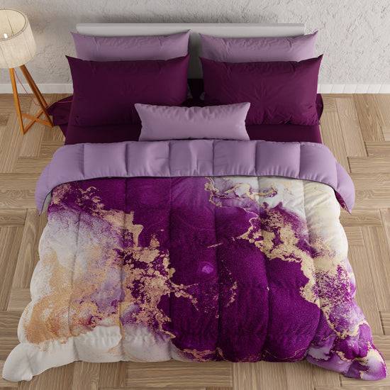 PETTI Piumone, Trapunta Matrimoniale, Singola, Piazza e Mezza, Marble-Viola Super sconto