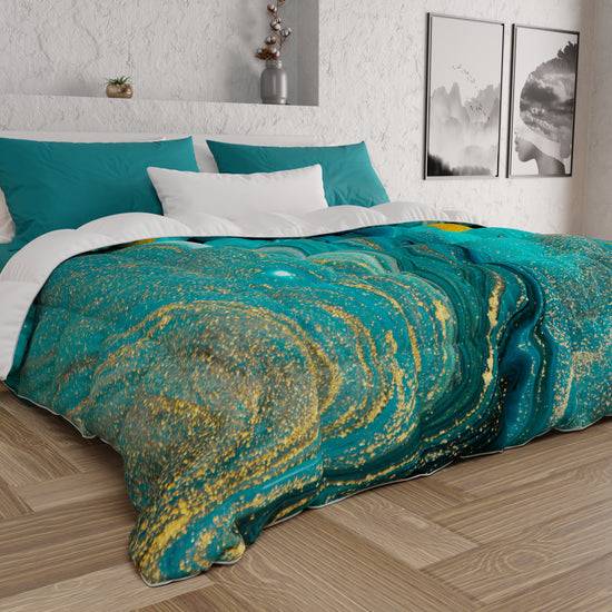 PETTI Piumone, Trapunta Matrimoniale, Singola, Piazza e Mezza, Marble-Verde Enormi sconti