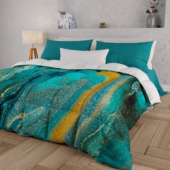 PETTI Piumone, Trapunta Matrimoniale, Singola, Piazza e Mezza, Marble-Verde Enormi sconti