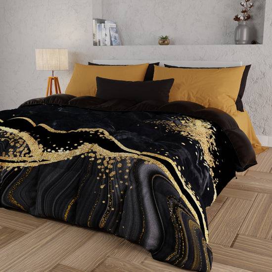 PETTI Piumone, Trapunta Matrimoniale, Singola, Piazza e Mezza, Marble-Nero Officina