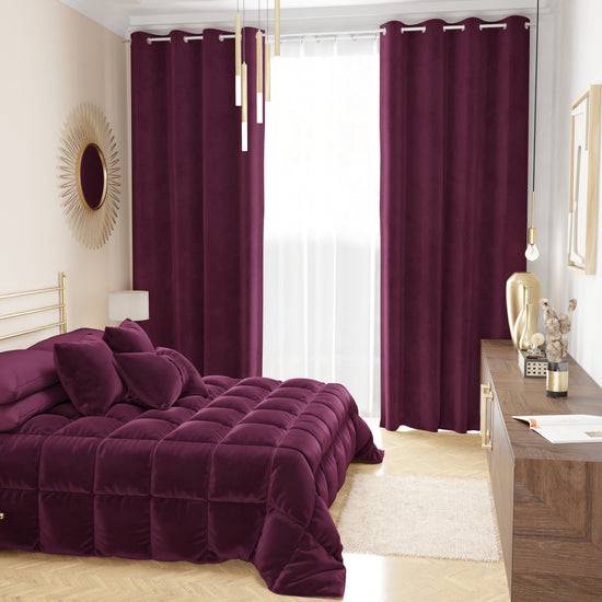 PETTI Trapunta, Trapunta Invernale Double Face in Morbido e Caldo Velluto Prugna Promozione Limitata