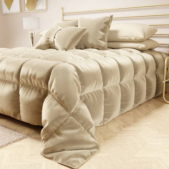 PETTI Trapunta, Trapunta Invernale Double Face in Morbido e Caldo Velluto Panna Shopping Online