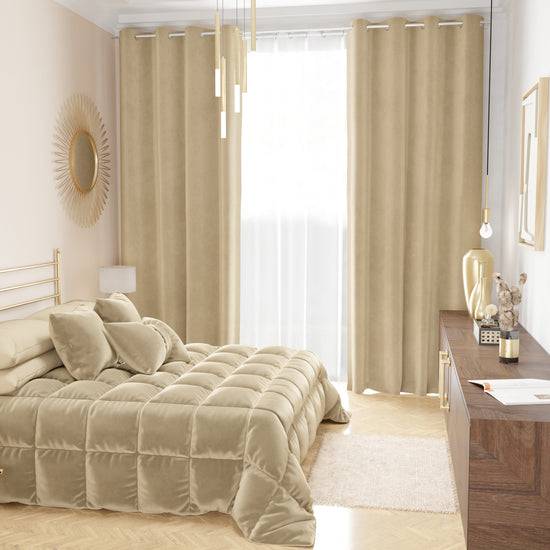 PETTI Trapunta, Trapunta Invernale Double Face in Morbido e Caldo Velluto Panna Shopping Online