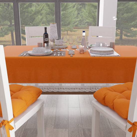 PETTI Tovaglia da Tavola Shabby Chic Copritavolo con Pizzo e Fiocchi Arancio Vendita Calda