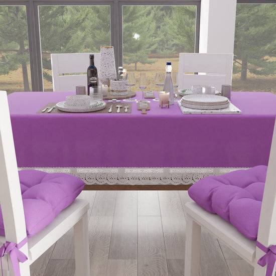 PETTI Tovaglia da Tavola Shabby Chic Copritavolo con Pizzo e Fiocchi Lilla Saldi Di Fabbrica