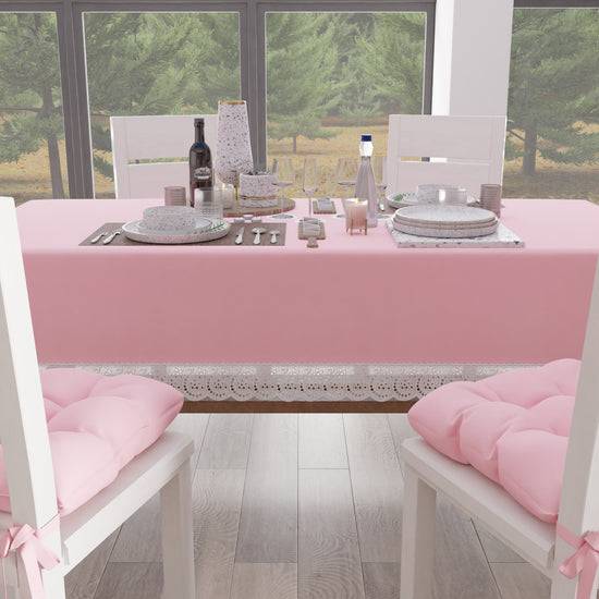 PETTI Tovaglia da Tavola Shabby Chic Copritavolo con Pizzo e Fiocchi Rosa I Più Venduti