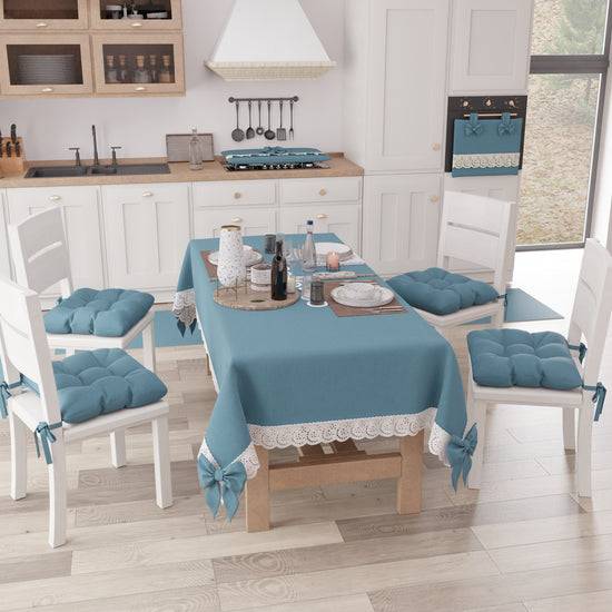 PETTI Tovaglia da Tavola Shabby Chic Copritavolo con Pizzo e Fiocchi Avion Vendite Flash