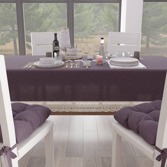 PETTI Tovaglia da Tavola Shabby Chic Copritavolo con Pizzo e Fiocchi Malva Sconto di tempo limitato