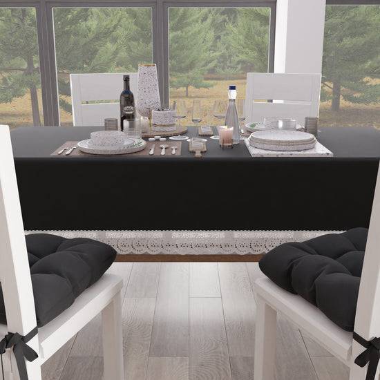 PETTI Tovaglia da Tavola Shabby Chic Copritavolo con Pizzo e Fiocchi Nero Offerta speciale