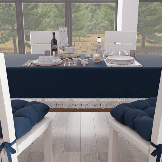 PETTI Tovaglia da Tavola Shabby Chic Copritavolo con Pizzo e Fiocchi Blu Notte Comprare a buon mercato