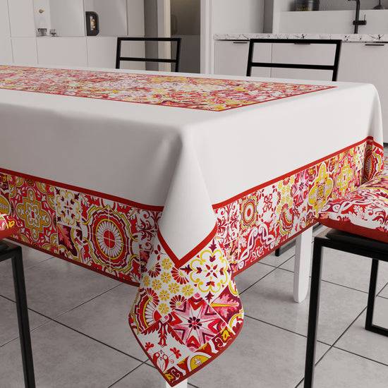 PETTI Tovaglia da Tavola Moderna, Copritavolo da Cucina, Vietri 02 Rosso Fornitura limitata