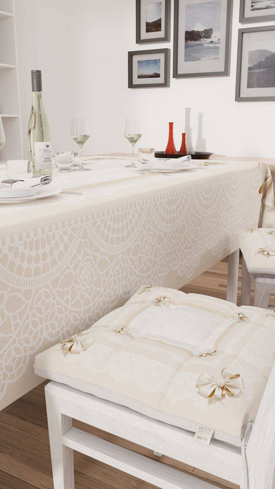 PETTI Tovaglia da tavola Antimacchia, Copritavolo da Cucina, Fiocco Beige Online Outlet
