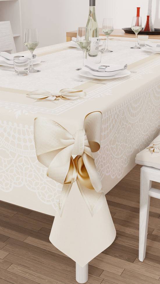 PETTI Tovaglia da tavola Antimacchia, Copritavolo da Cucina, Fiocco Beige Online Outlet