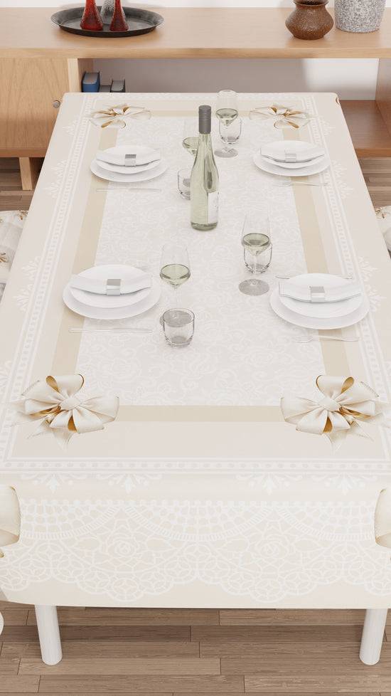 PETTI Tovaglia da tavola Antimacchia, Copritavolo da Cucina, Fiocco Beige Online Outlet