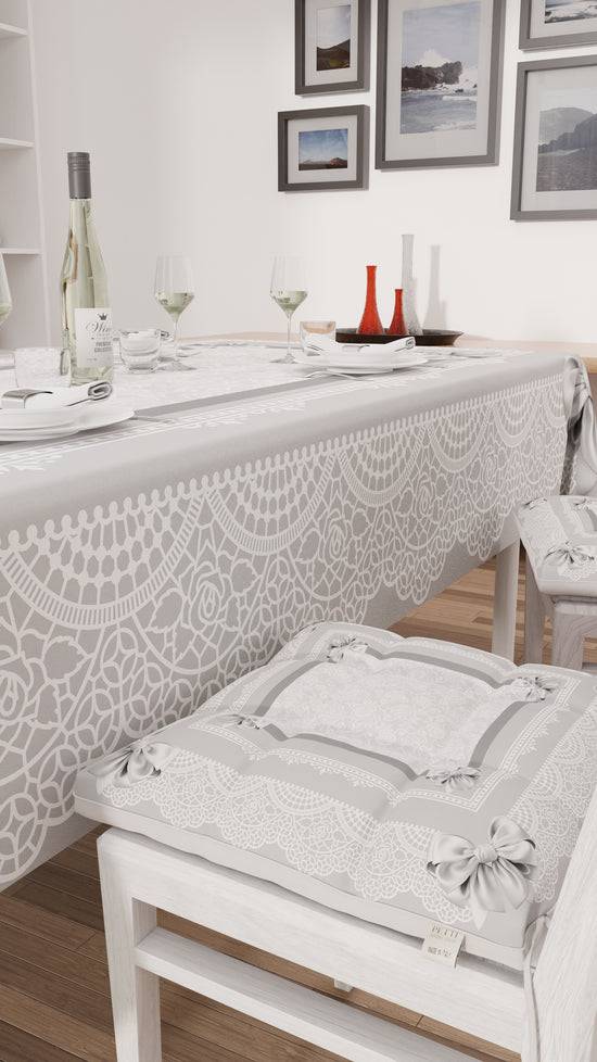 PETTI Tovaglia da tavola Antimacchia, Copritavolo da Cucina, Fiocco Grigio Offerta temporanea