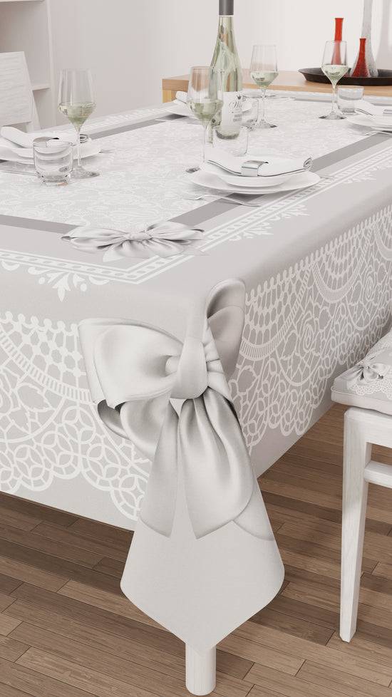 PETTI Tovaglia da tavola Antimacchia, Copritavolo da Cucina, Fiocco Grigio Offerta temporanea