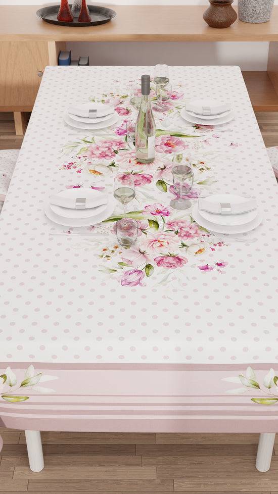 PETTI Tovaglia da tavola Antimacchia, Copritavolo da Cucina, Shabby Pois Cipria Offerte esclusive