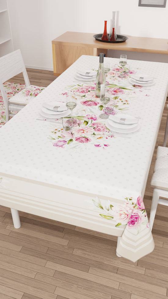 PETTI Tovaglia da tavola Antimacchia, Copritavolo da Cucina, Shabby Pois Beige Lightning offer