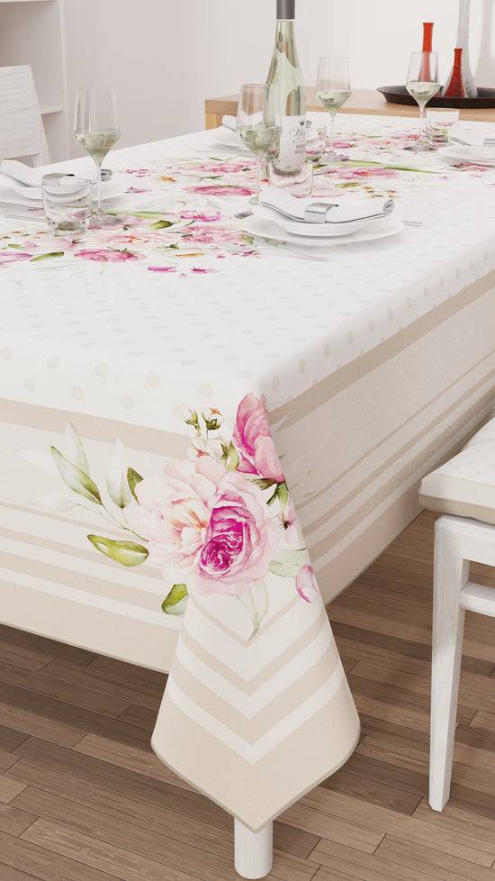 PETTI Tovaglia da tavola Antimacchia, Copritavolo da Cucina, Shabby Pois Beige Lightning offer