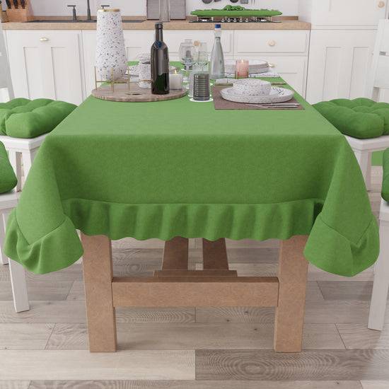 PETTI Tovaglia da Tavola, Tovaglia con Volant, Copritavolo con Volant, Verde Offerta speciale della fabbrica