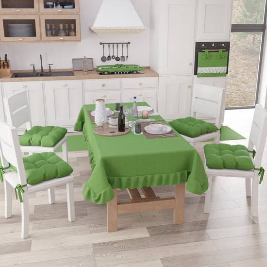 PETTI Tovaglia da Tavola, Tovaglia con Volant, Copritavolo con Volant, Verde Offerta speciale della fabbrica