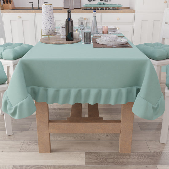 PETTI Tovaglia da Tavola, Tovaglia con Volant, Copritavolo con Volant, Verde Acqua Fino al 55% di sconto
