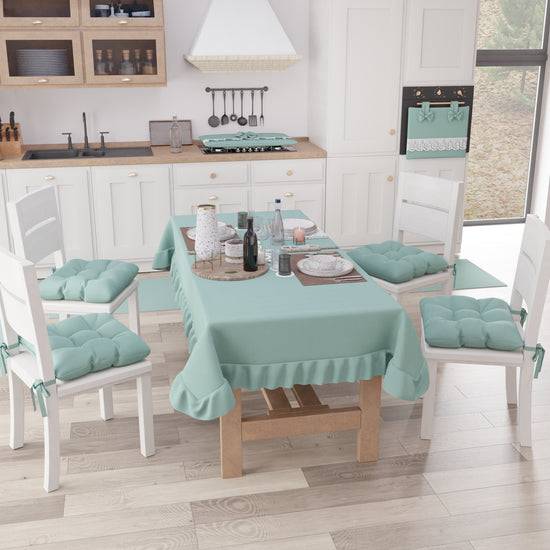 PETTI Tovaglia da Tavola, Tovaglia con Volant, Copritavolo con Volant, Verde Acqua Fino al 55% di sconto