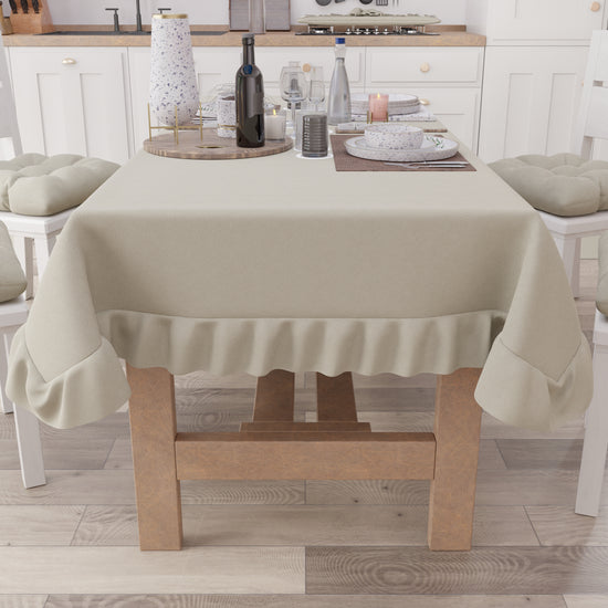 PETTI Tovaglia da Tavola, Tovaglia con Volant, Copritavolo con Volant, Beige Enormi sconti