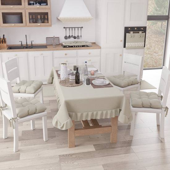PETTI Tovaglia da Tavola, Tovaglia con Volant, Copritavolo con Volant, Beige Enormi sconti