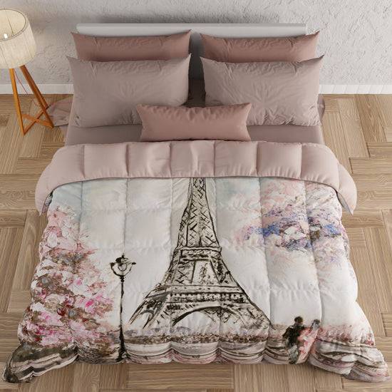 PETTI Piumone, Trapunta Matrimoniale, Singola, Piazza e Mezza, Paris, Parigi Torre Eiffel Duty-free