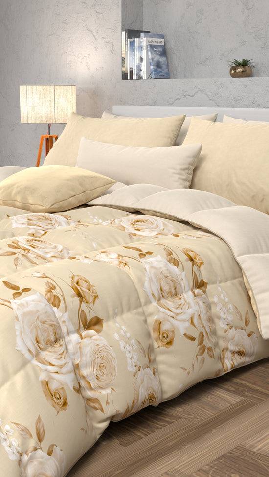PETTI Piumone, Trapunta Matrimoniale, Singola, Piazza e Mezza, Floreale 21 Beige Convenienza