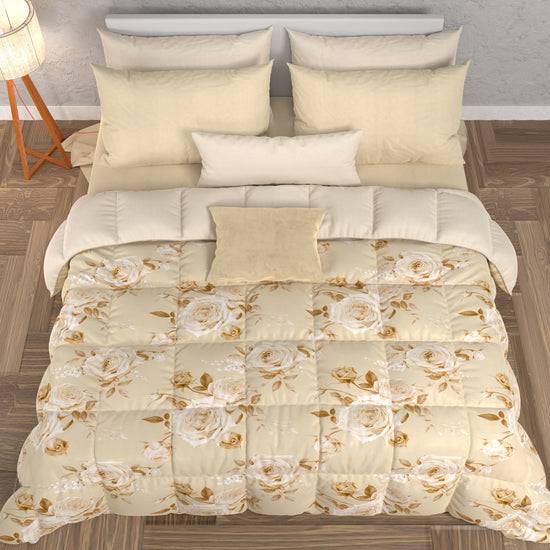 PETTI Piumone, Trapunta Matrimoniale, Singola, Piazza e Mezza, Floreale 21 Beige Convenienza