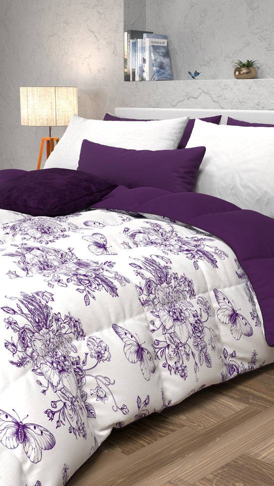 PETTI Piumone, Trapunta Matrimoniale, Singola, Piazza e Mezza, Botanic Viola Sconto