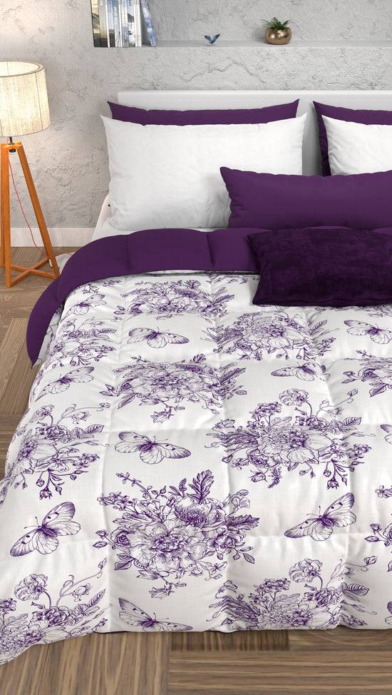 PETTI Piumone, Trapunta Matrimoniale, Singola, Piazza e Mezza, Botanic Viola Sconto