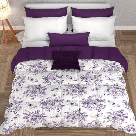 PETTI Piumone, Trapunta Matrimoniale, Singola, Piazza e Mezza, Botanic Viola Sconto