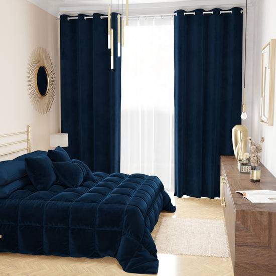 PETTI Trapunta, Trapunta Invernale Double Face in Morbido e Caldo Velluto Blu Vendita Economica