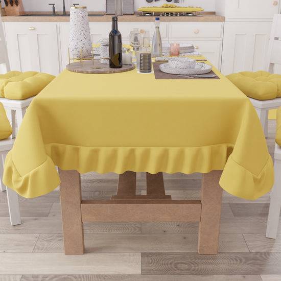 PETTI Tovaglia da Tavola, Tovaglia con Volant, Copritavolo con Volant, Giallo Grande vendita
