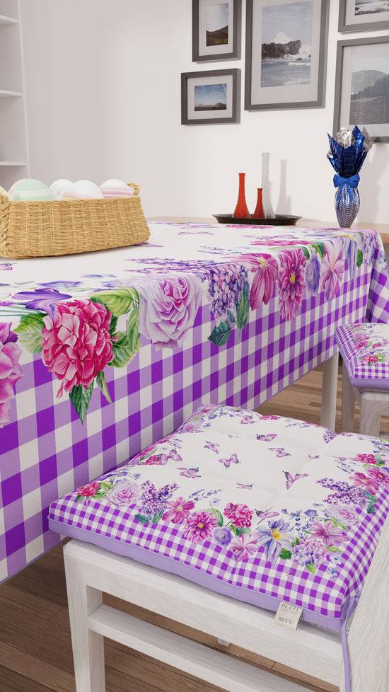 PETTI Tovaglia Pasqua da tavola Antimacchia, Copritavolo Pasqua da Cucina Vichy Viola Offerta natalizia