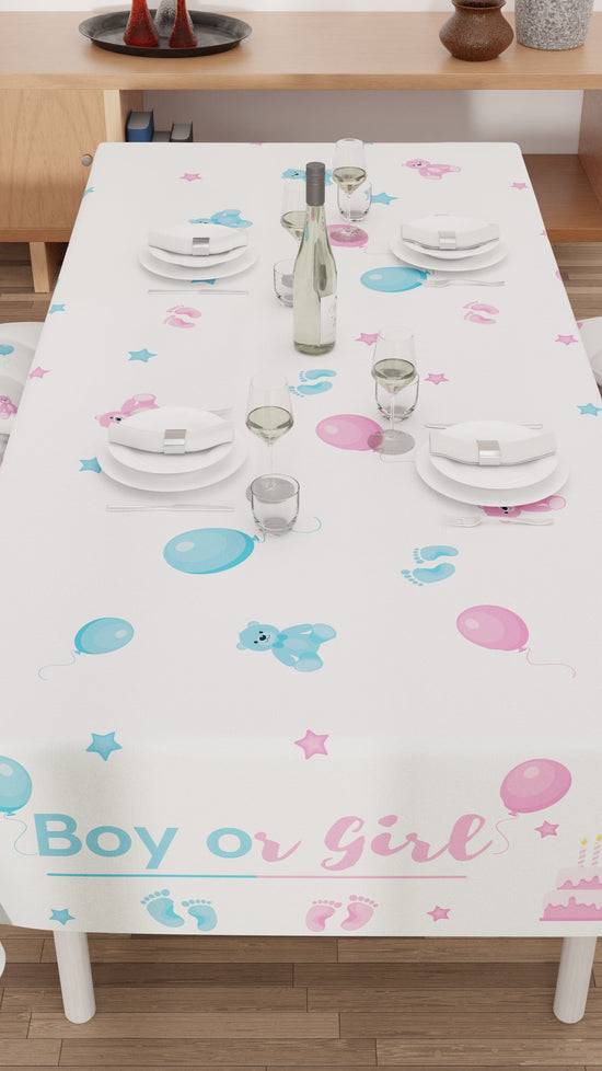PETTI Tovaglia da tavola Antimacchia, Copritavolo da Cucina, Boy or Girl Offerta Anniversario