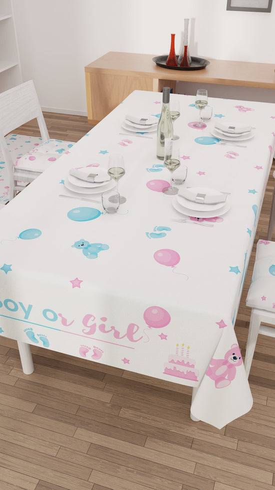 PETTI Tovaglia da tavola Antimacchia, Copritavolo da Cucina, Boy or Girl Offerta Anniversario