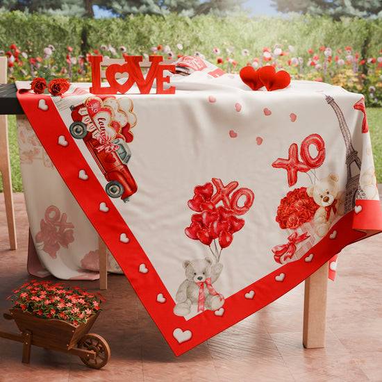 PETTI Tovaglia di San Valentino da tavola Antimacchia, Copritavolo per San Valentino da Cucina Amour Offerta temporanea