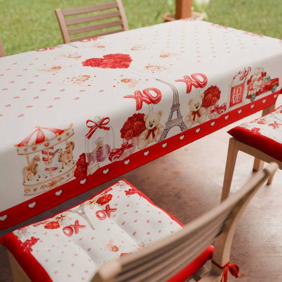 PETTI Tovaglia di San Valentino da tavola Antimacchia, Copritavolo per San Valentino da Cucina Amour Offerta temporanea