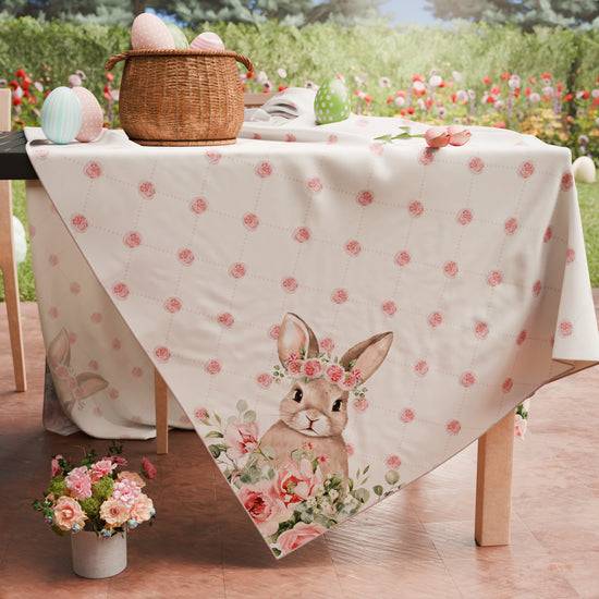 PETTI Tovaglia Pasquale da Tavola Antimacchia, Copritavolo Pasqua da Cucina Pink Rabbit Lightning offer